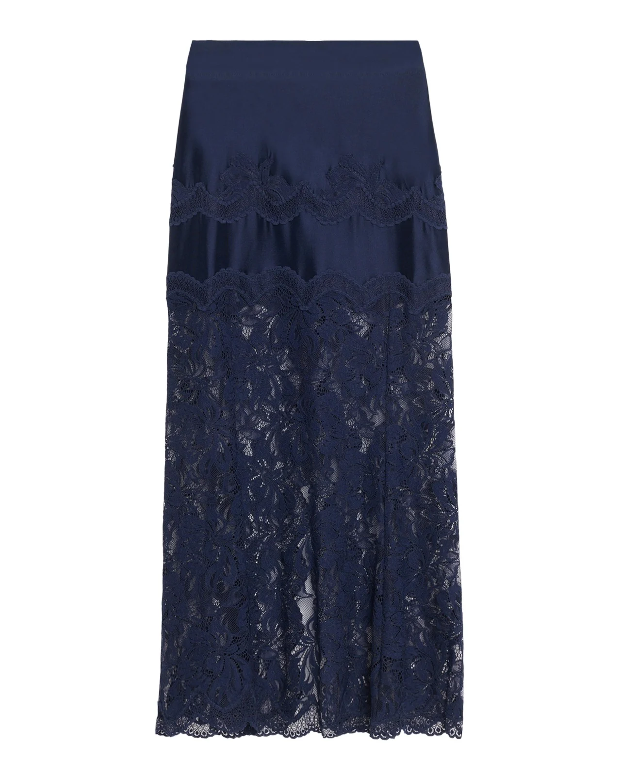 Sheer Lace and Jersey Midi Skirt Sheer Lace and Jersey Midi Skirt