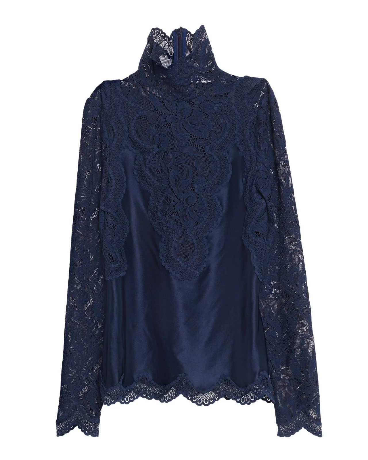 Turtleneck Lace And Jersey Long-Sleeve Top Turtleneck Lace And Jersey Long-Sleeve Top