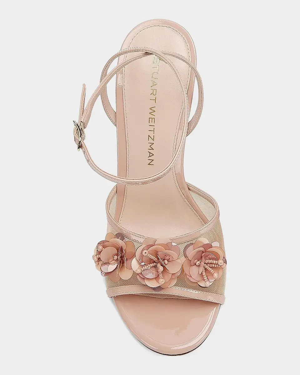 Stuart Weitzman Roselle 100MM Patent Leather & Mesh Sandals | Thumbnail 4 Stuart Weitzman Roselle 100MM Patent Leather & Mesh Sandals | Thumbnail 4