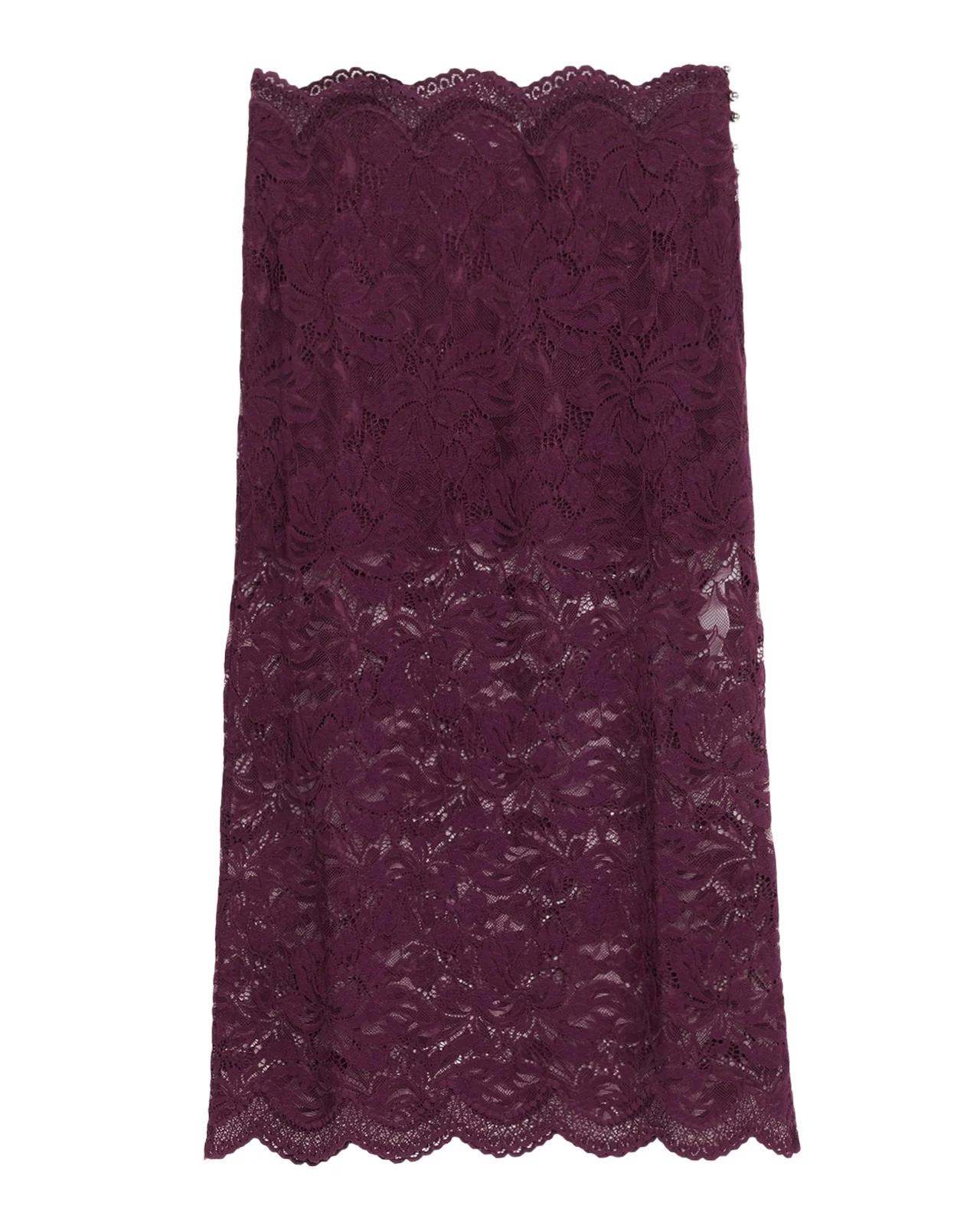 Scalloped Sheer Lace Midi Skirt