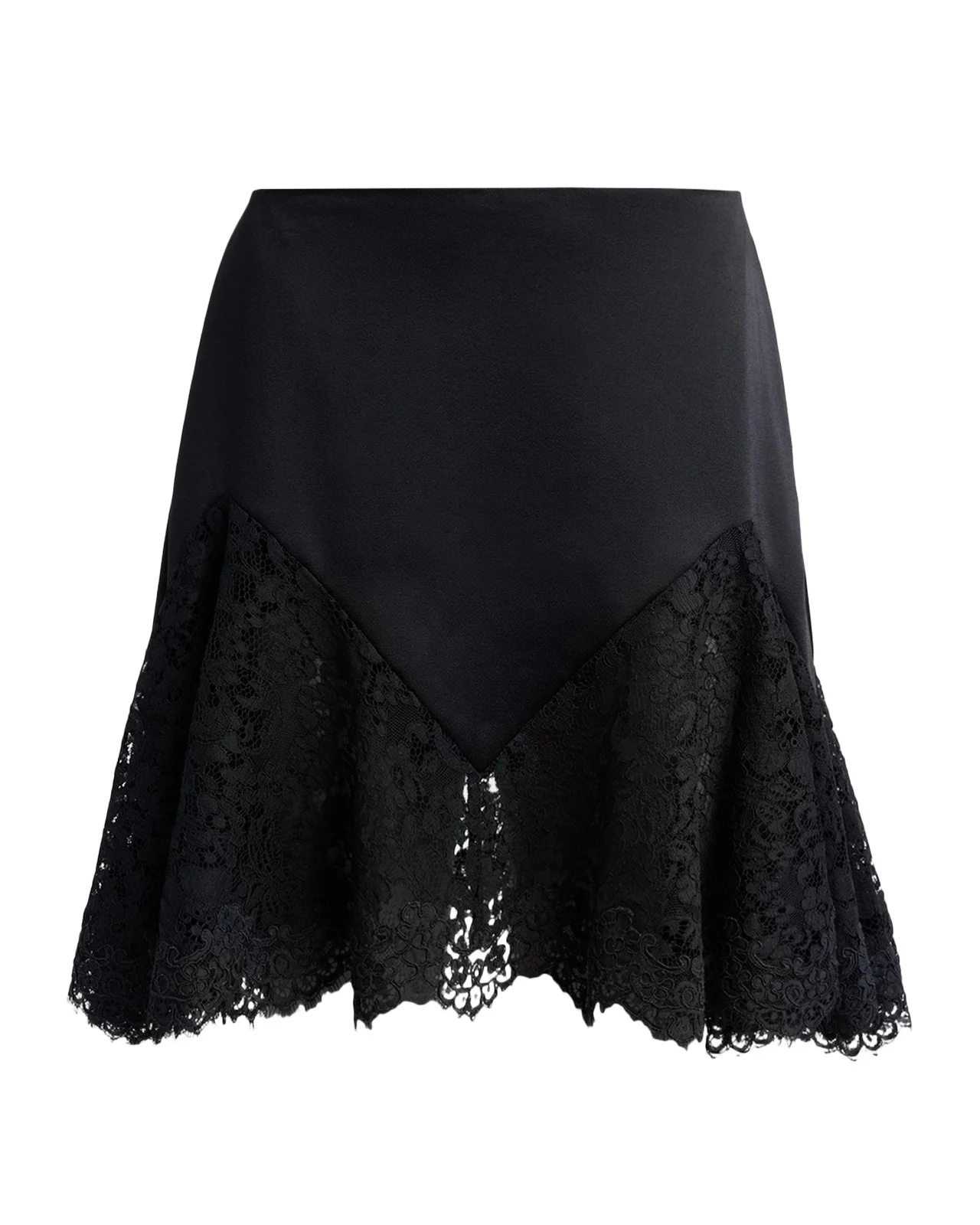 Lace-Trim Satin Mini Skirt Lace-Trim Satin Mini Skirt