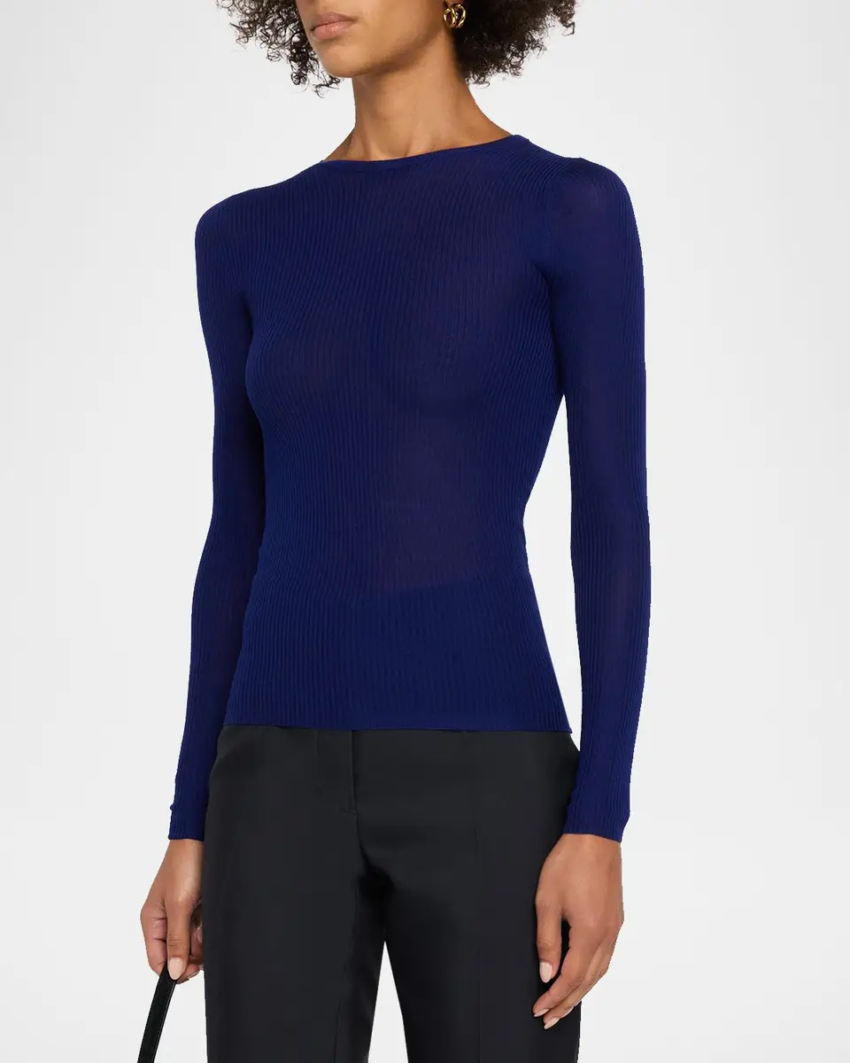 Jil Sander Ribbed Wool Crewneck Sweater | Thumbnail 4 Jil Sander Ribbed Wool Crewneck Sweater | Thumbnail 4