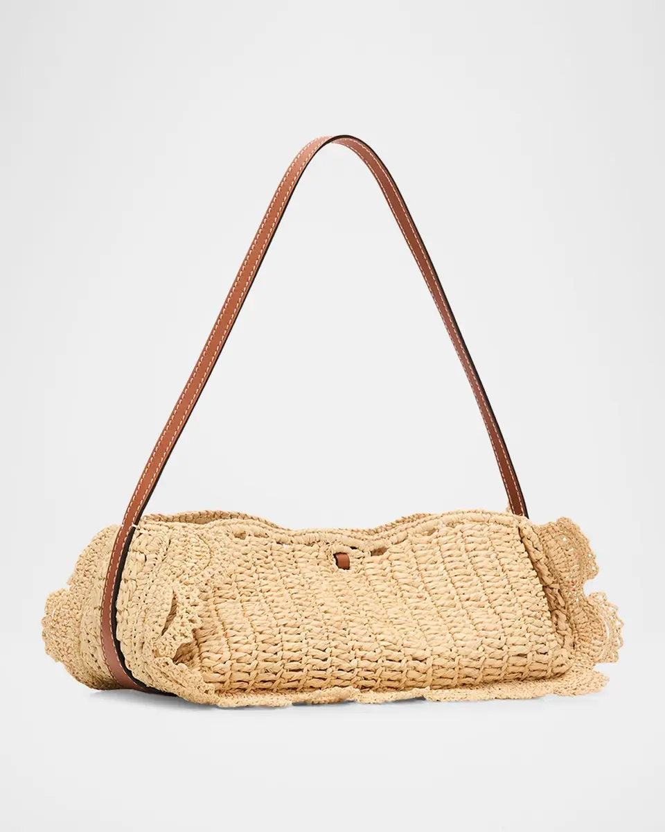Ulla Johnson Marina Raffia Scalloped Leather-Trim Shoulder Bag | Thumbnail 3 Ulla Johnson Marina Raffia Scalloped Leather-Trim Shoulder Bag | Thumbnail 3