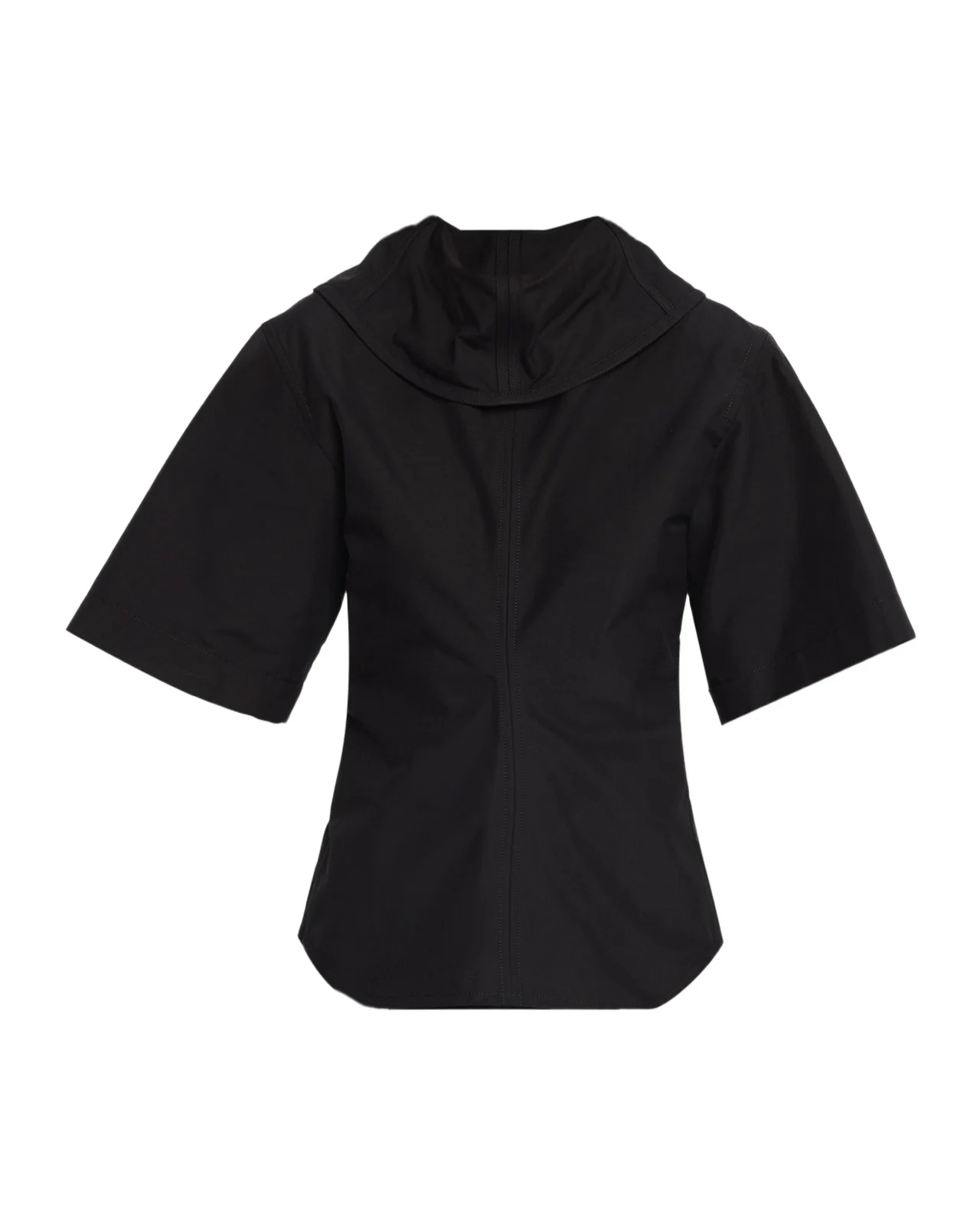 Cotton Foldover Collar Short-Sleeve Top