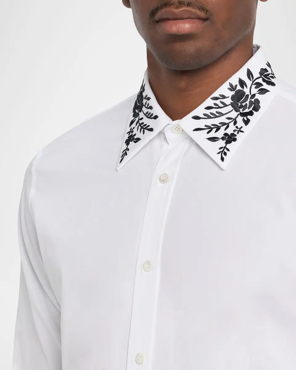 Alexander McQueen Men's Cotton Floral-Embroidered Sport Shirt | Thumbnail 5 Alexander McQueen Men's Cotton Floral-Embroidered Sport Shirt | Thumbnail 5