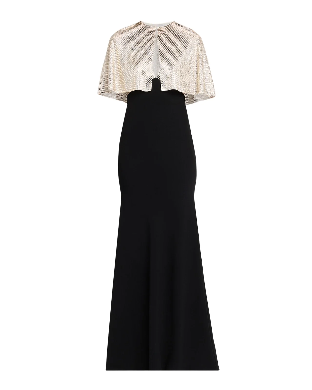 Embellished V-Neck Gown With Capelet Embellished V-Neck Gown With Capelet