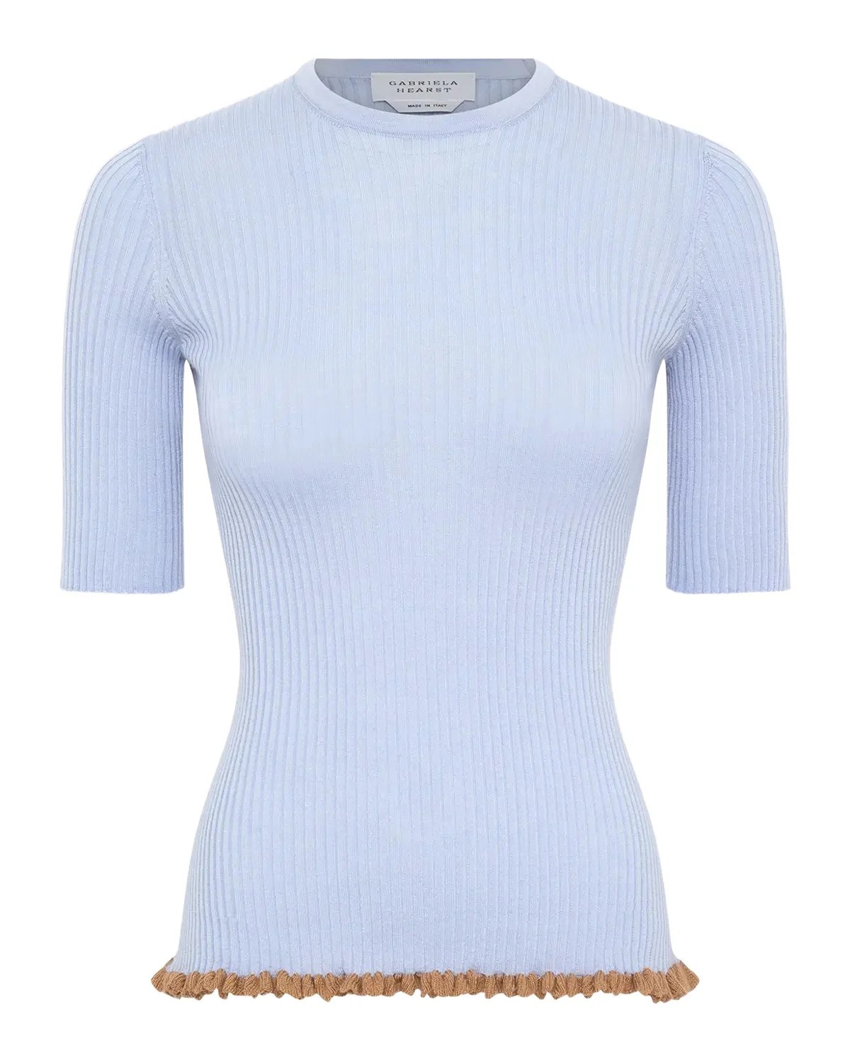 Gabriela Hearst Mireya Ruffle-Trim Ribbed Top