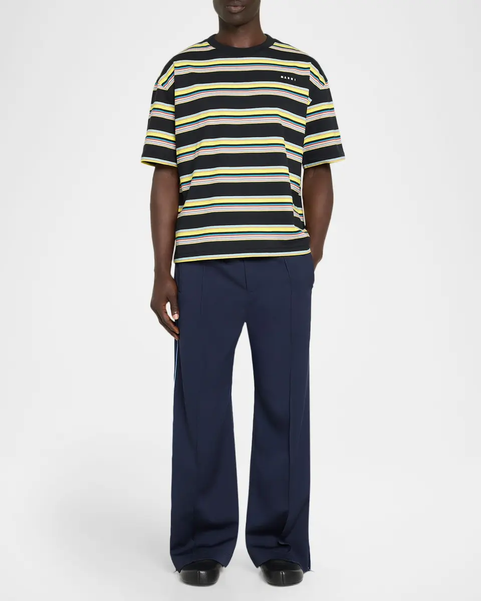 Marni Men's Wool Stretch Wide-Leg Pintuck Trousers | Thumbnail 2 Marni Men's Wool Stretch Wide-Leg Pintuck Trousers | Thumbnail 2