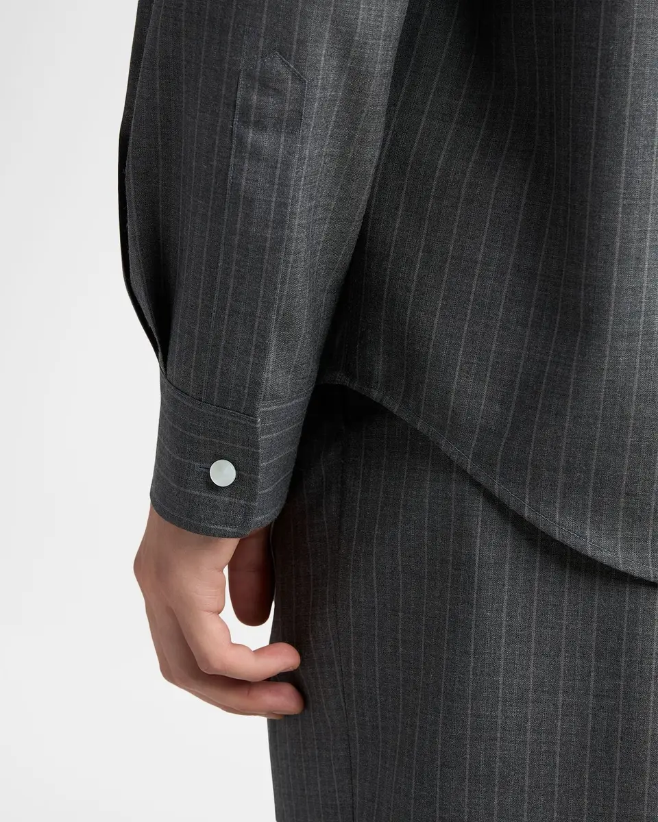 Jil Sander Men's Pinstripe Wool Sport Shirt | Thumbnail 5 Jil Sander Men's Pinstripe Wool Sport Shirt | Thumbnail 5