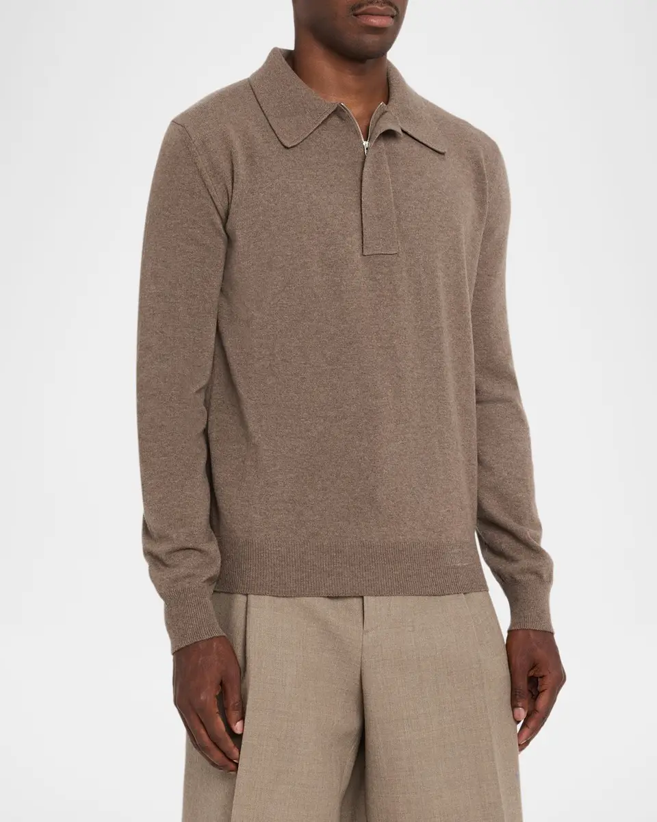 Jil Sander Men's Wool Zip Polo Sweater | Thumbnail 4 Jil Sander Men's Wool Zip Polo Sweater | Thumbnail 4