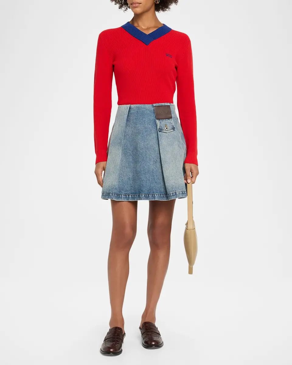 Loewe Bicolor V-Neck Sweater | Thumbnail 2 Loewe Bicolor V-Neck Sweater | Thumbnail 2