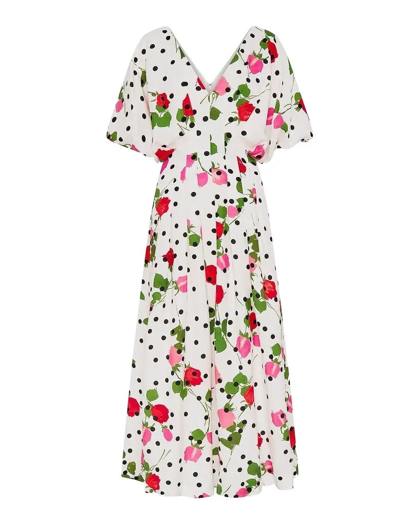 NICHOLAS Vicky Polka Dot & Floral A-Line Midi Dress | Image 1 NICHOLAS Vicky Polka Dot & Floral A-Line Midi Dress | Image 1