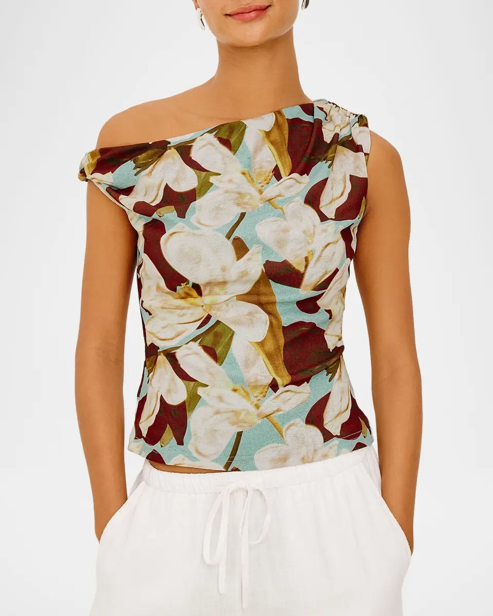RAILS Orelia Floral Ruched Mesh Top | Thumbnail 4