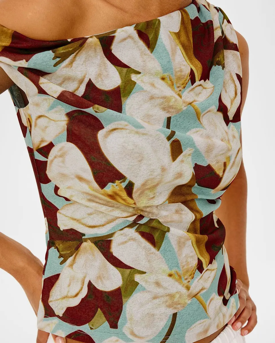 RAILS Orelia Floral Ruched Mesh Top | Thumbnail 5