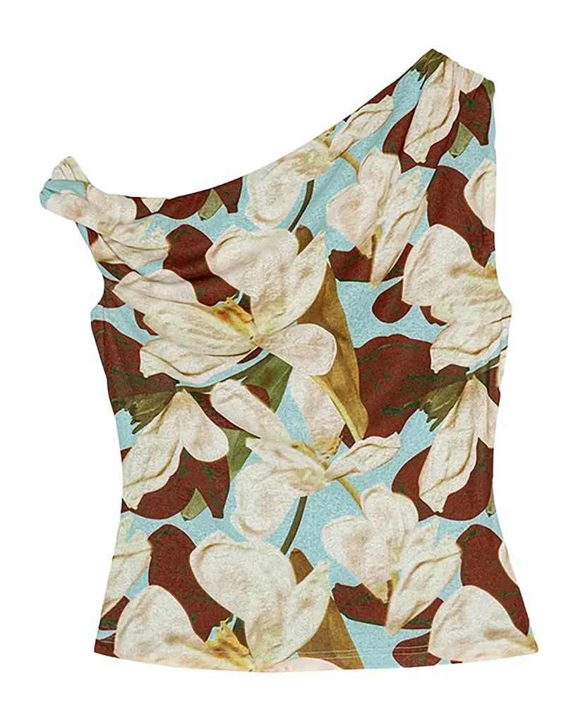 RAILS Orelia Floral Ruched Mesh Top | Image 1 RAILS Orelia Floral Ruched Mesh Top | Image 1