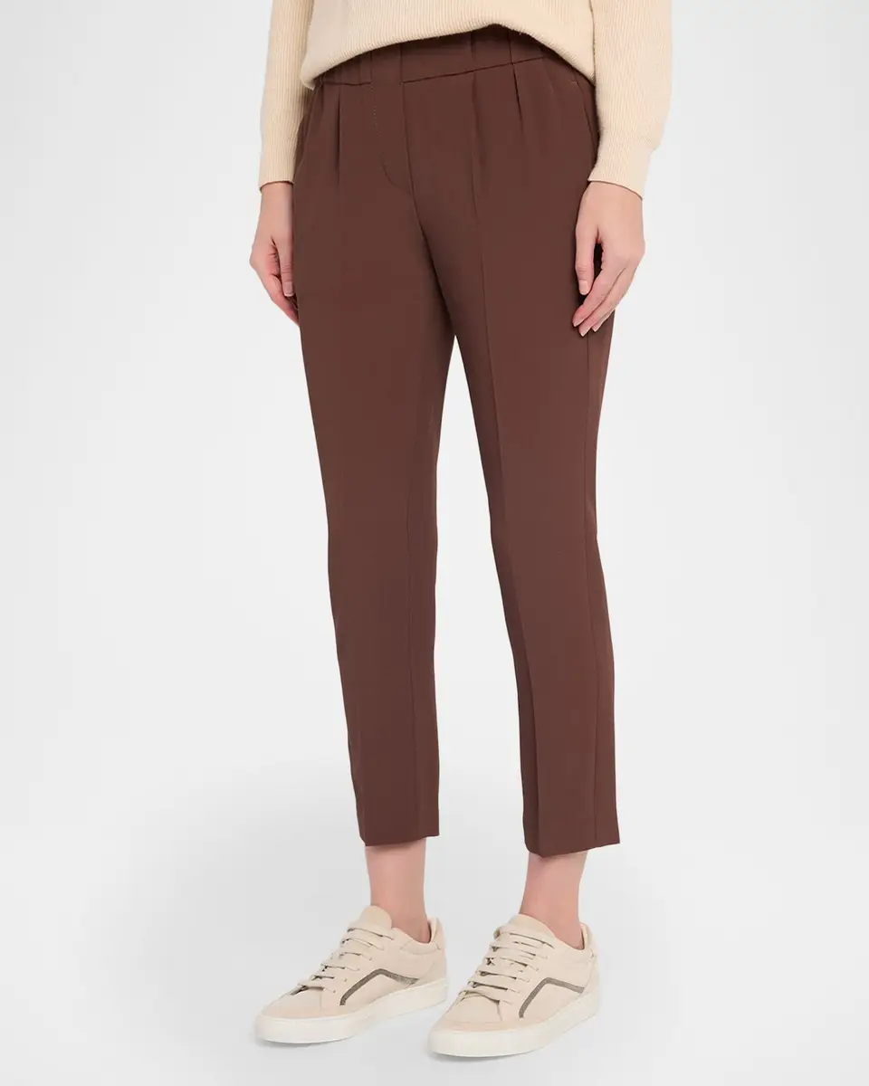 Brunello Cucinelli Silk Crepe Slim-Leg Ankle Pull-On Pants | Thumbnail 4 Brunello Cucinelli Silk Crepe Slim-Leg Ankle Pull-On Pants | Thumbnail 4