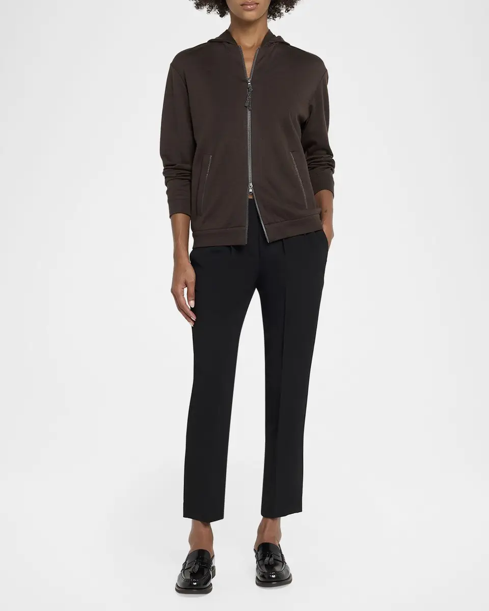 Brunello Cucinelli Silk Crepe Slim-Leg Ankle Pull-On Pants | Thumbnail 2 Brunello Cucinelli Silk Crepe Slim-Leg Ankle Pull-On Pants | Thumbnail 2