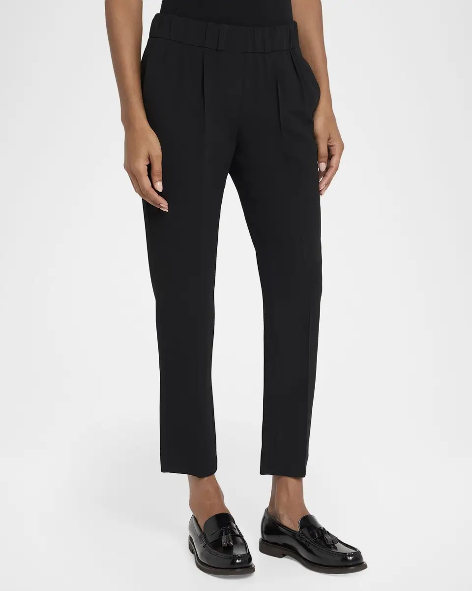 Brunello Cucinelli Silk Crepe Slim-Leg Ankle Pull-On Pants | Thumbnail 4 Brunello Cucinelli Silk Crepe Slim-Leg Ankle Pull-On Pants | Thumbnail 4