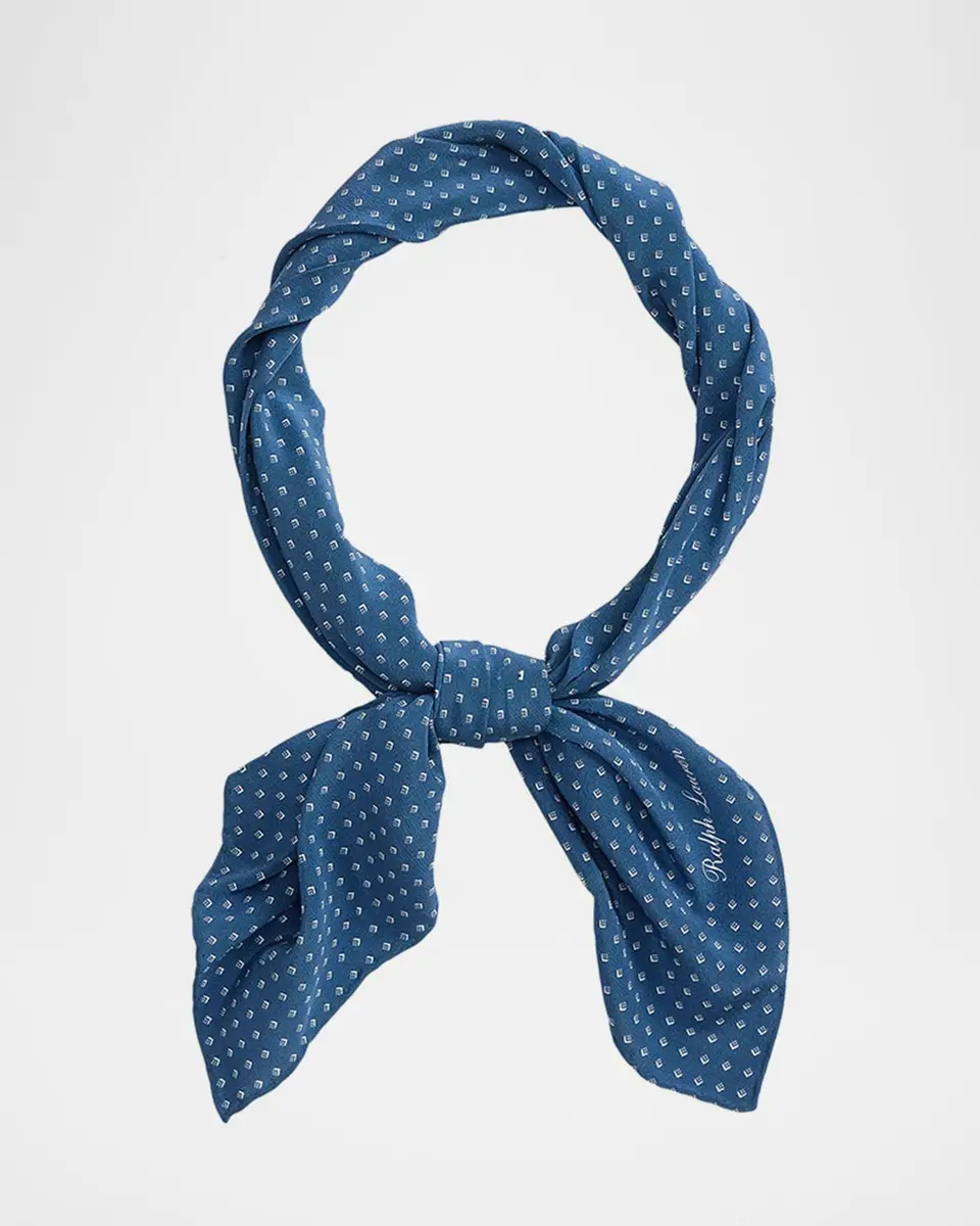 Ralph Lauren Purple Label Men's Neat-Print Silk Neckerchief | Thumbnail 5 Ralph Lauren Purple Label Men's Neat-Print Silk Neckerchief | Thumbnail 5