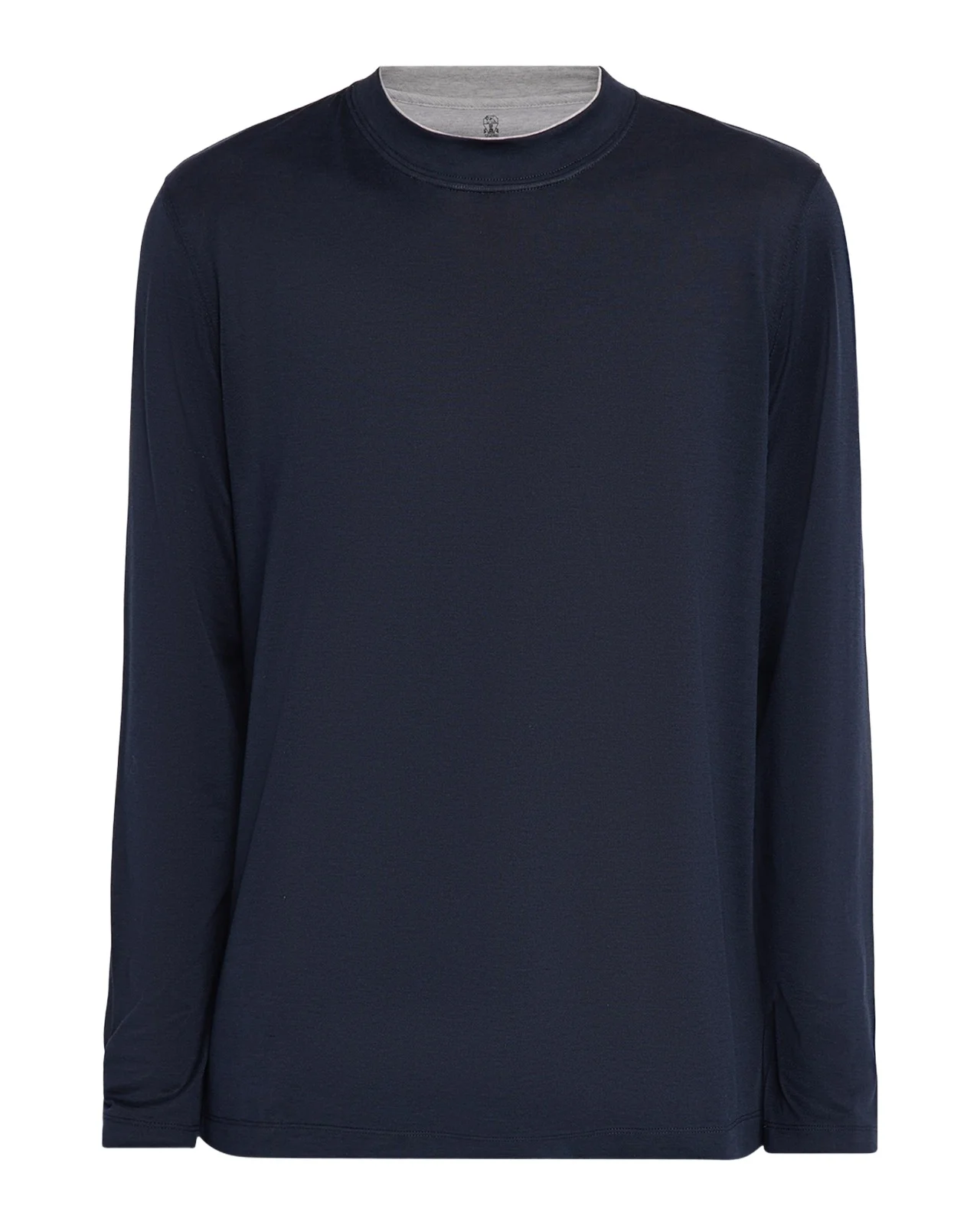 Men's Silk and Cotton Long-Sleeve Crewneck T-Shirt