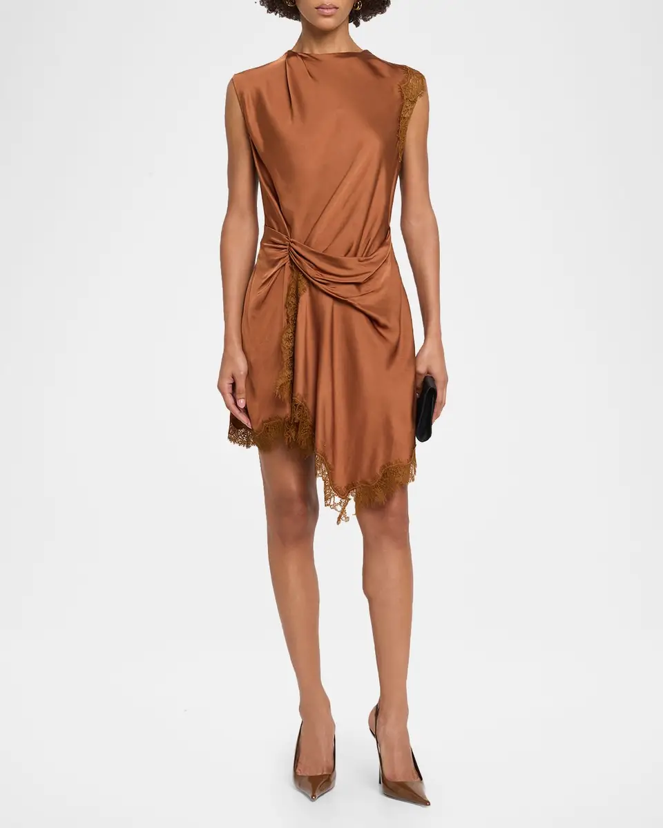 A.L.C. Dion Draped Satin Lace Mini Dress | Thumbnail 4 A.L.C. Dion Draped Satin Lace Mini Dress | Thumbnail 4