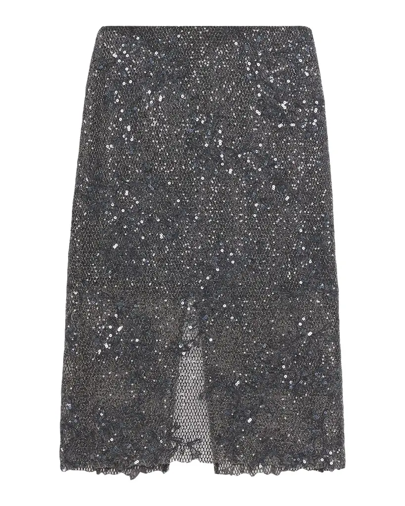 Brunello Cucinelli Lace Glow Embroidered Midi Skirt | Image 1 Brunello Cucinelli Lace Glow Embroidered Midi Skirt | Image 1