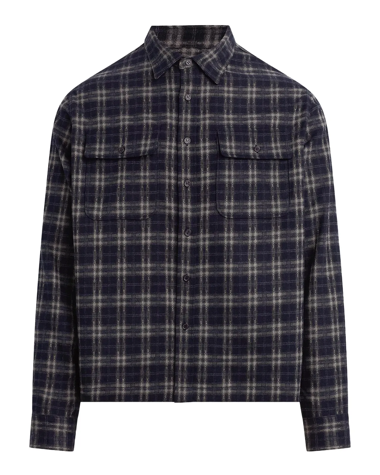 Men's Plaid Double-Pocket Button-Down Shirt