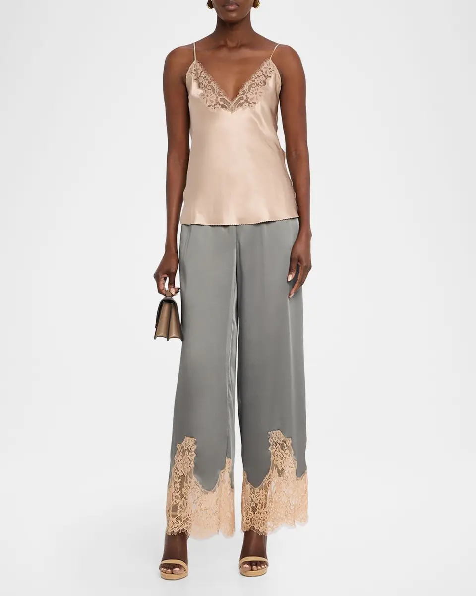 L'Agence Mirel Lace-Trim Satin Pants | Thumbnail 2 L'Agence Mirel Lace-Trim Satin Pants | Thumbnail 2