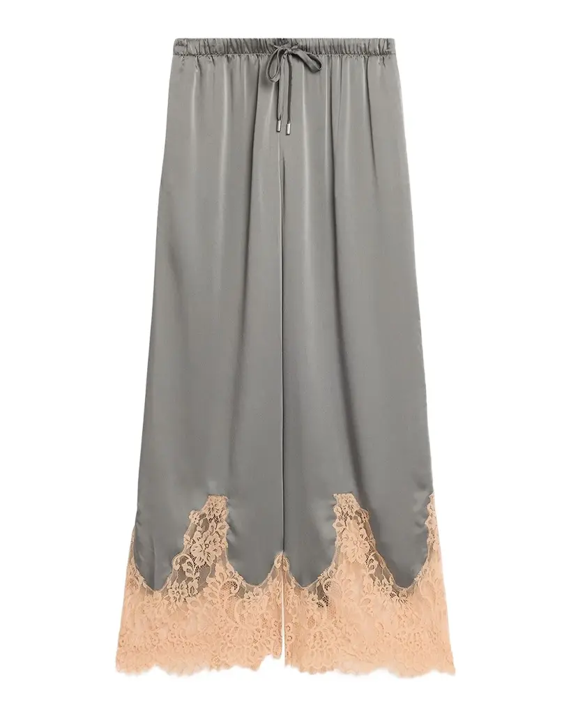 L'Agence Mirel Lace-Trim Satin Pants | Image 1 L'Agence Mirel Lace-Trim Satin Pants | Image 1