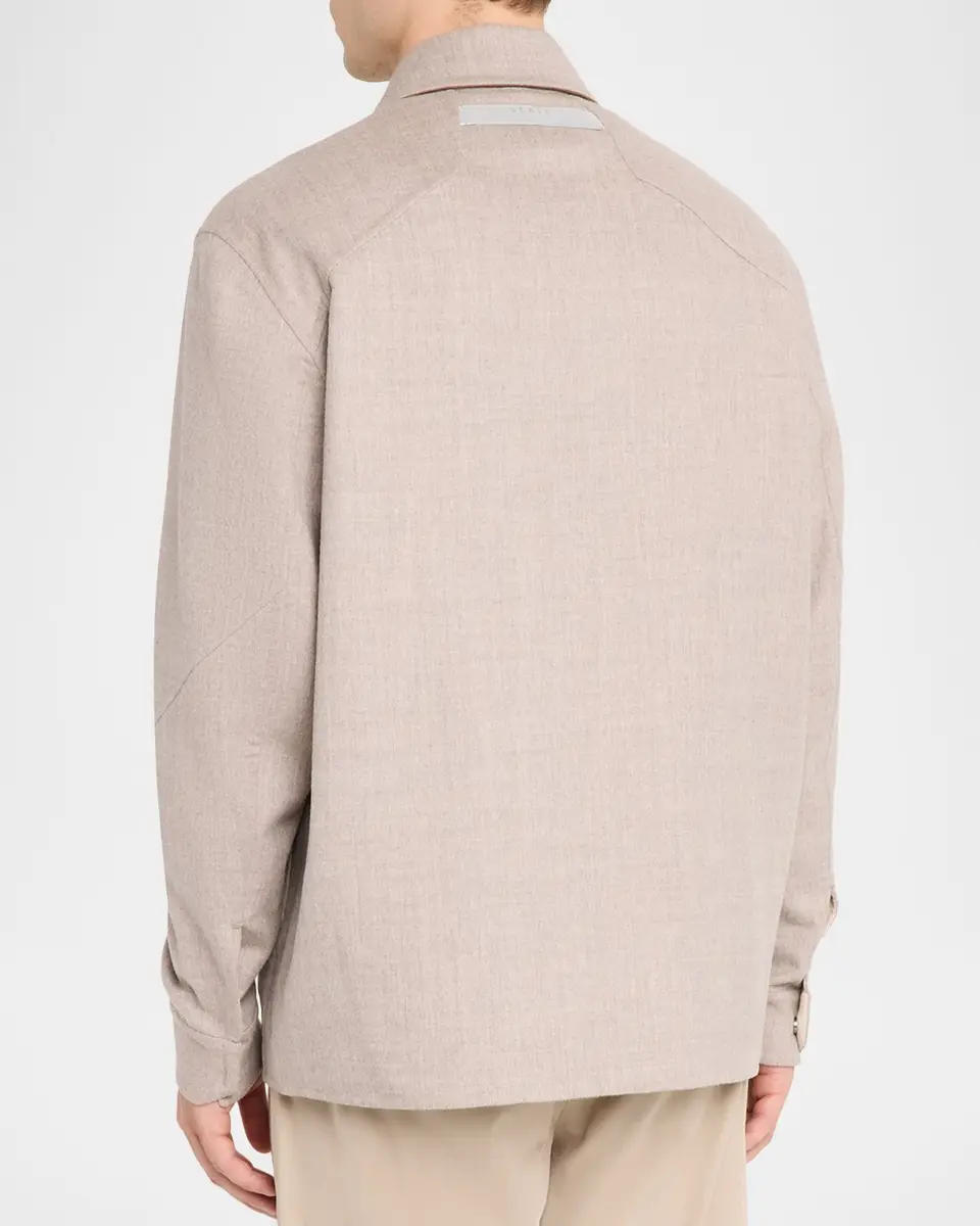 Sease Men's Double Wool-Cashmere Overshirt | Thumbnail 3