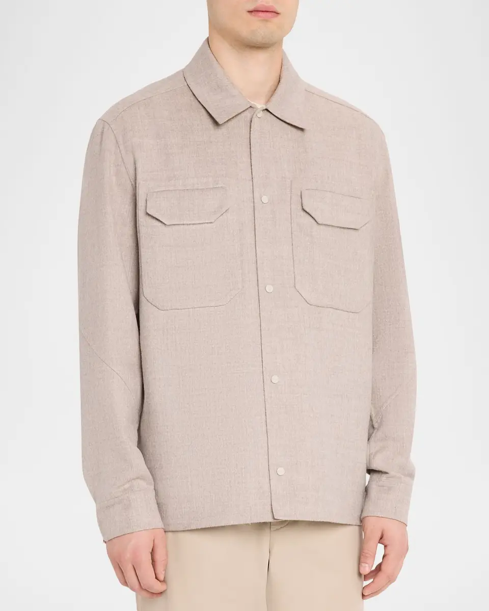 Sease Men's Double Wool-Cashmere Overshirt | Thumbnail 4