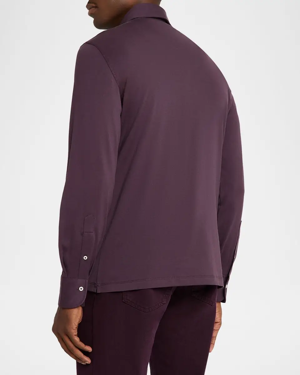 Brunello Cucinelli Men's Cotton Jersey Long-Sleeve Polo Shirt | Thumbnail 3 Brunello Cucinelli Men's Cotton Jersey Long-Sleeve Polo Shirt | Thumbnail 3