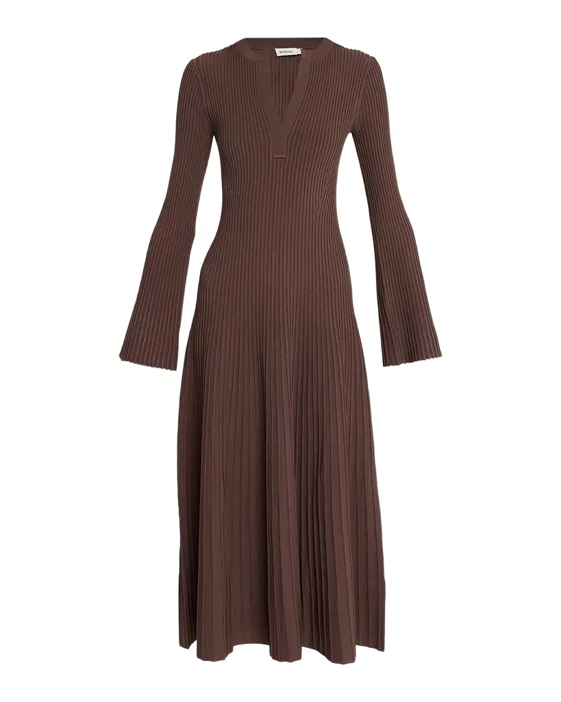 SIMKHAI Genna Ribbed Midi Dress | Image 1 SIMKHAI Genna Ribbed Midi Dress | Image 1