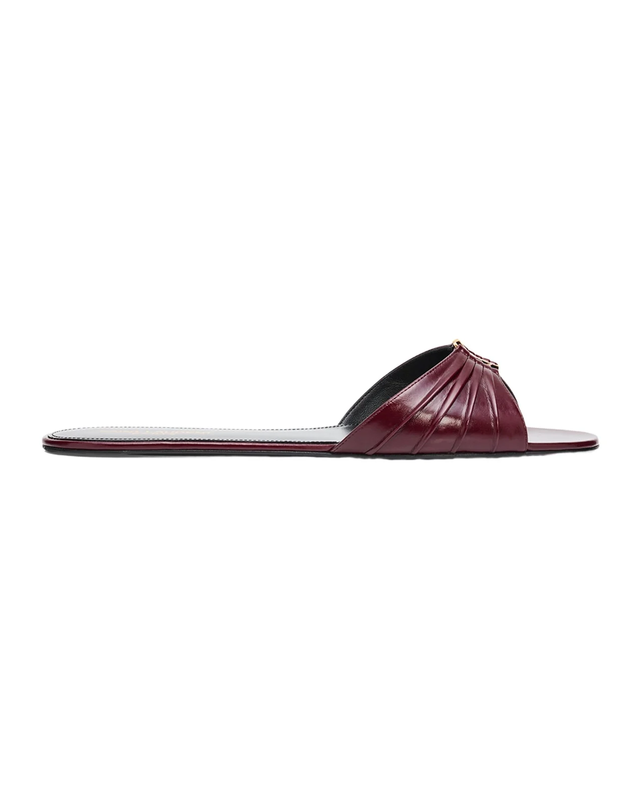 Saint Laurent YSL Babylone Leather Flat Slide Sandals