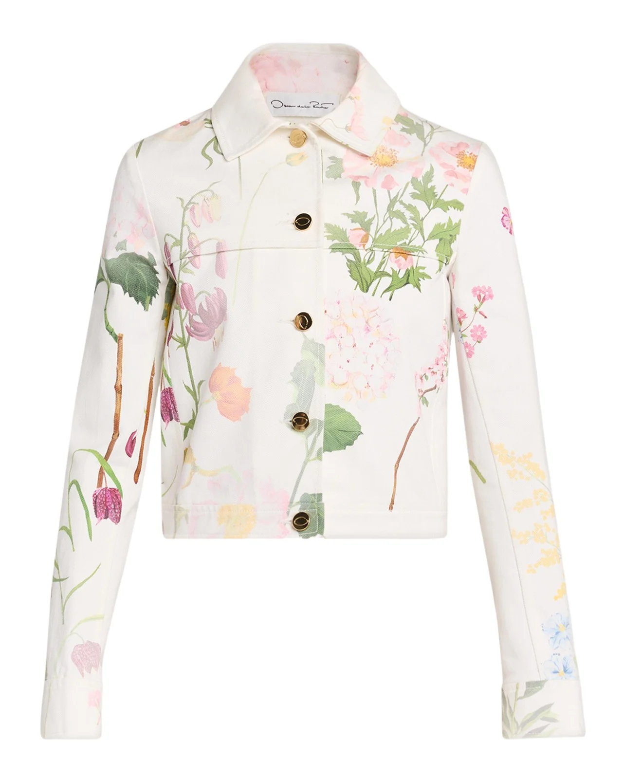 Faded Mixed Botanical Print Cotton Single-Breasted Jacket Faded Mixed Botanical Print Cotton Single-Breasted Jacket