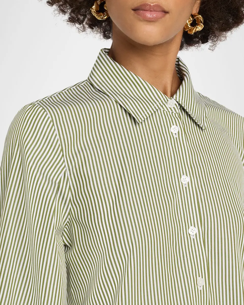 TANYA TAYLOR Marina Stripe Blouson-Sleeve Shirt | Thumbnail 5