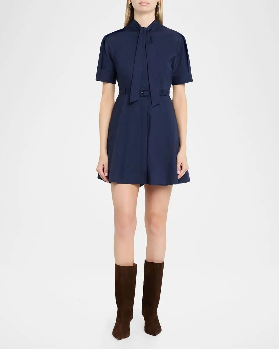 TANYA TAYLOR Anna Short-Sleeve Poplin Mini Dress | Thumbnail 2