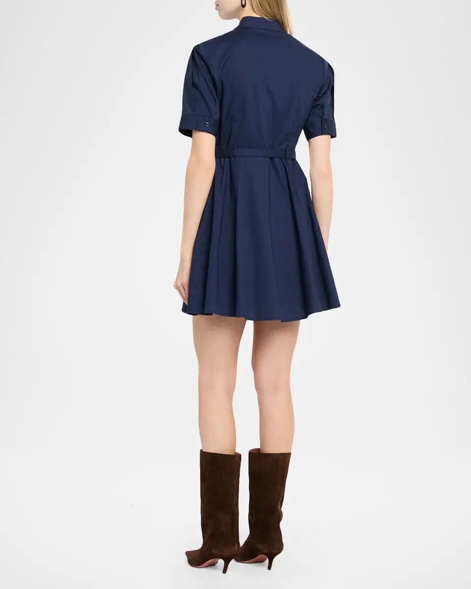 TANYA TAYLOR Anna Short-Sleeve Poplin Mini Dress | Thumbnail 3