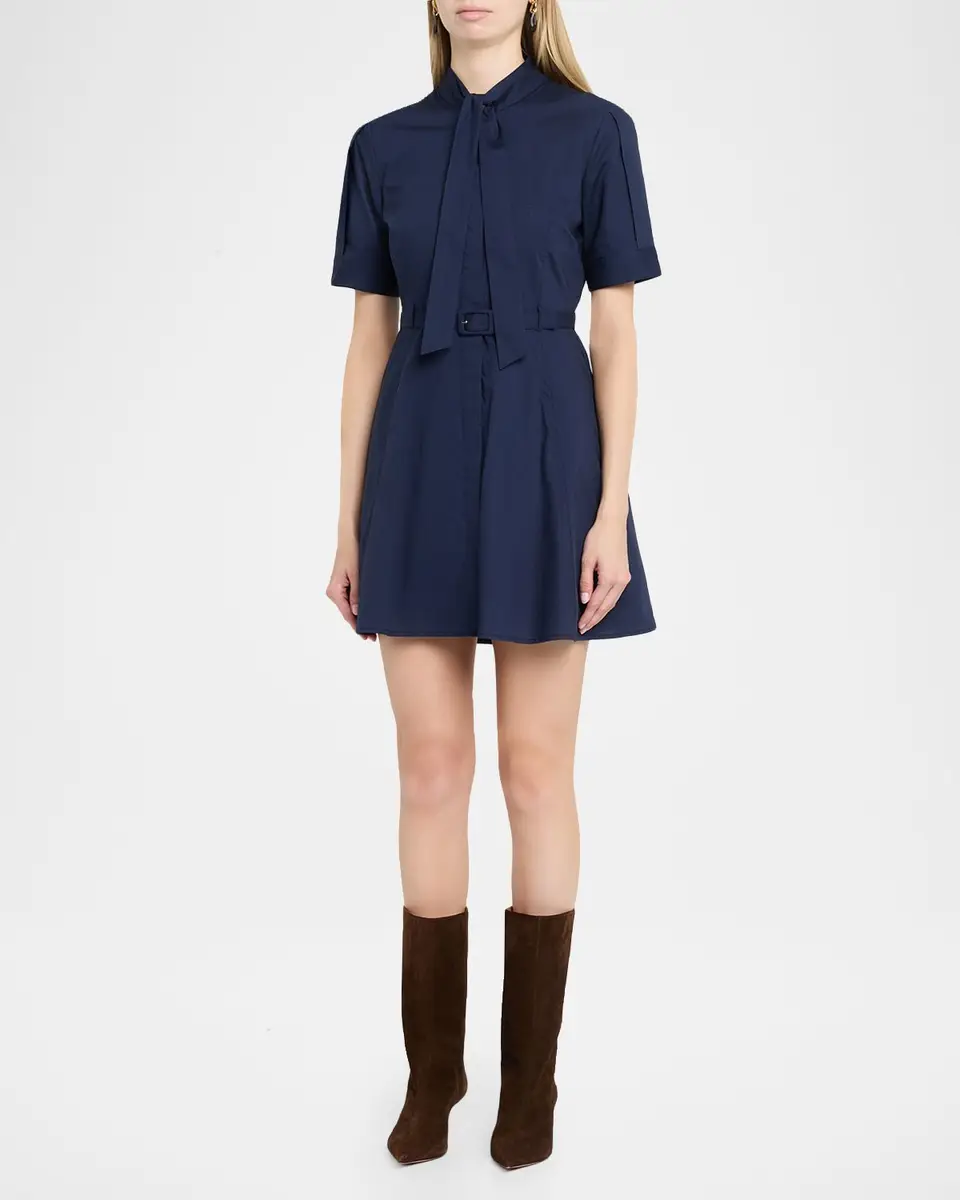 TANYA TAYLOR Anna Short-Sleeve Poplin Mini Dress | Thumbnail 4