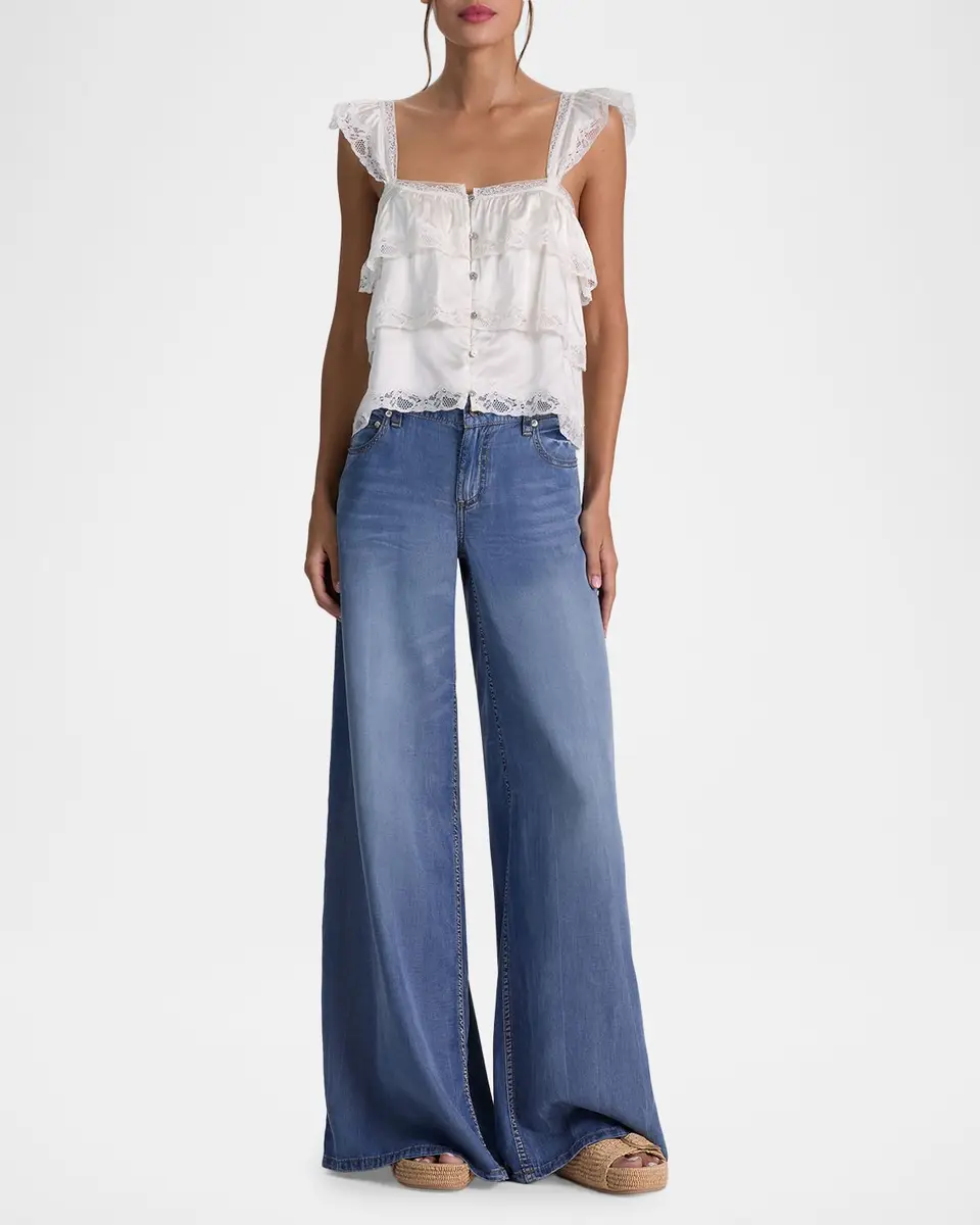 Alice + Olivia Sylvie Tiered Lace Crop Top | Thumbnail 2