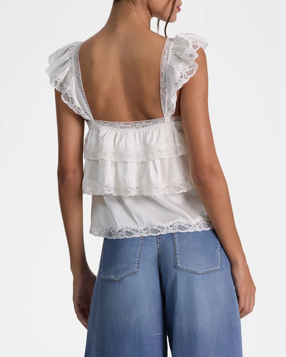 Alice + Olivia Sylvie Tiered Lace Crop Top | Thumbnail 3