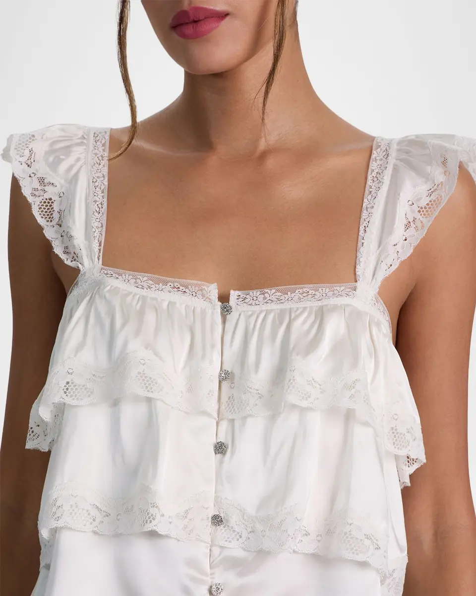 Alice + Olivia Sylvie Tiered Lace Crop Top | Thumbnail 5