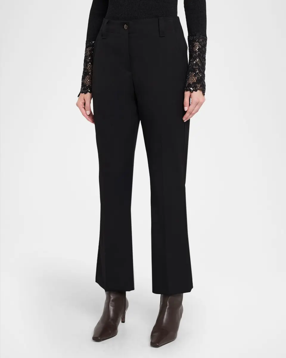 Brunello Cucinelli Wool Gabardine Kickflare Ankle Trousers | Thumbnail 4