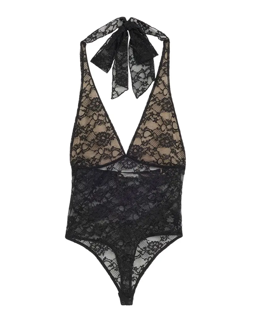 Alice + Olivia Lina Plunging V Lace Bodysuit | Image 1 Alice + Olivia Lina Plunging V Lace Bodysuit | Image 1