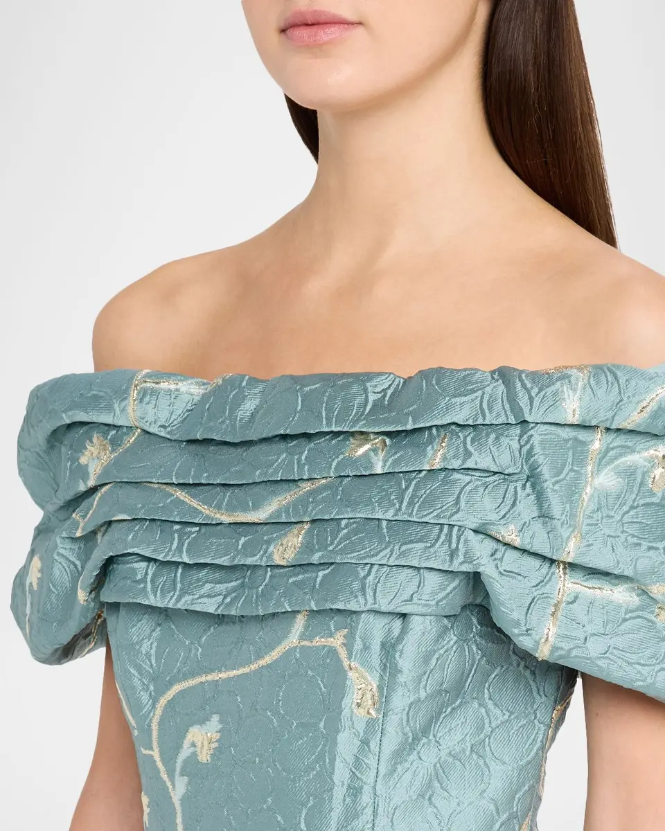 Rickie Freeman for Teri Jon Off-Shoulder Metallic Jacquard Gown | Thumbnail 5 Rickie Freeman for Teri Jon Off-Shoulder Metallic Jacquard Gown | Thumbnail 5