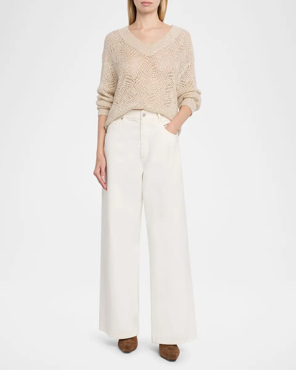 Brunello Cucinelli Authentic Denim Relaxed Wide-Leg Jeans With Monili | Thumbnail 2 Brunello Cucinelli Authentic Denim Relaxed Wide-Leg Jeans With Monili | Thumbnail 2