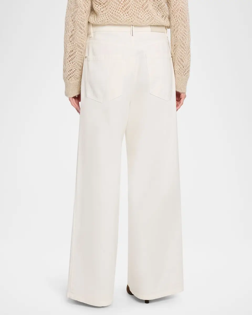 Brunello Cucinelli Authentic Denim Relaxed Wide-Leg Jeans With Monili | Thumbnail 3 Brunello Cucinelli Authentic Denim Relaxed Wide-Leg Jeans With Monili | Thumbnail 3