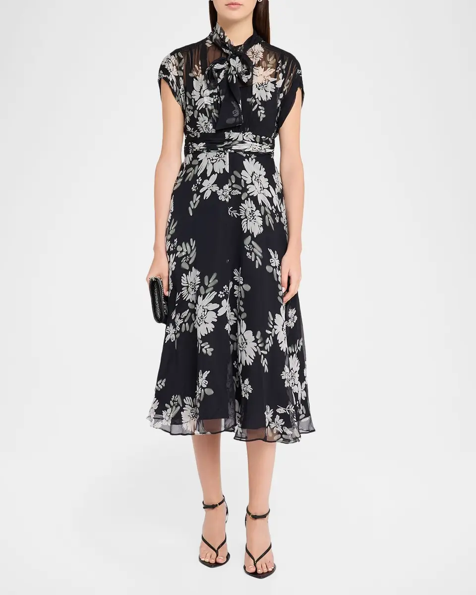 Rickie Freeman for Teri Jon Floral-Print Silk Chiffon Midi Dress | Thumbnail 2 Rickie Freeman for Teri Jon Floral-Print Silk Chiffon Midi Dress | Thumbnail 2