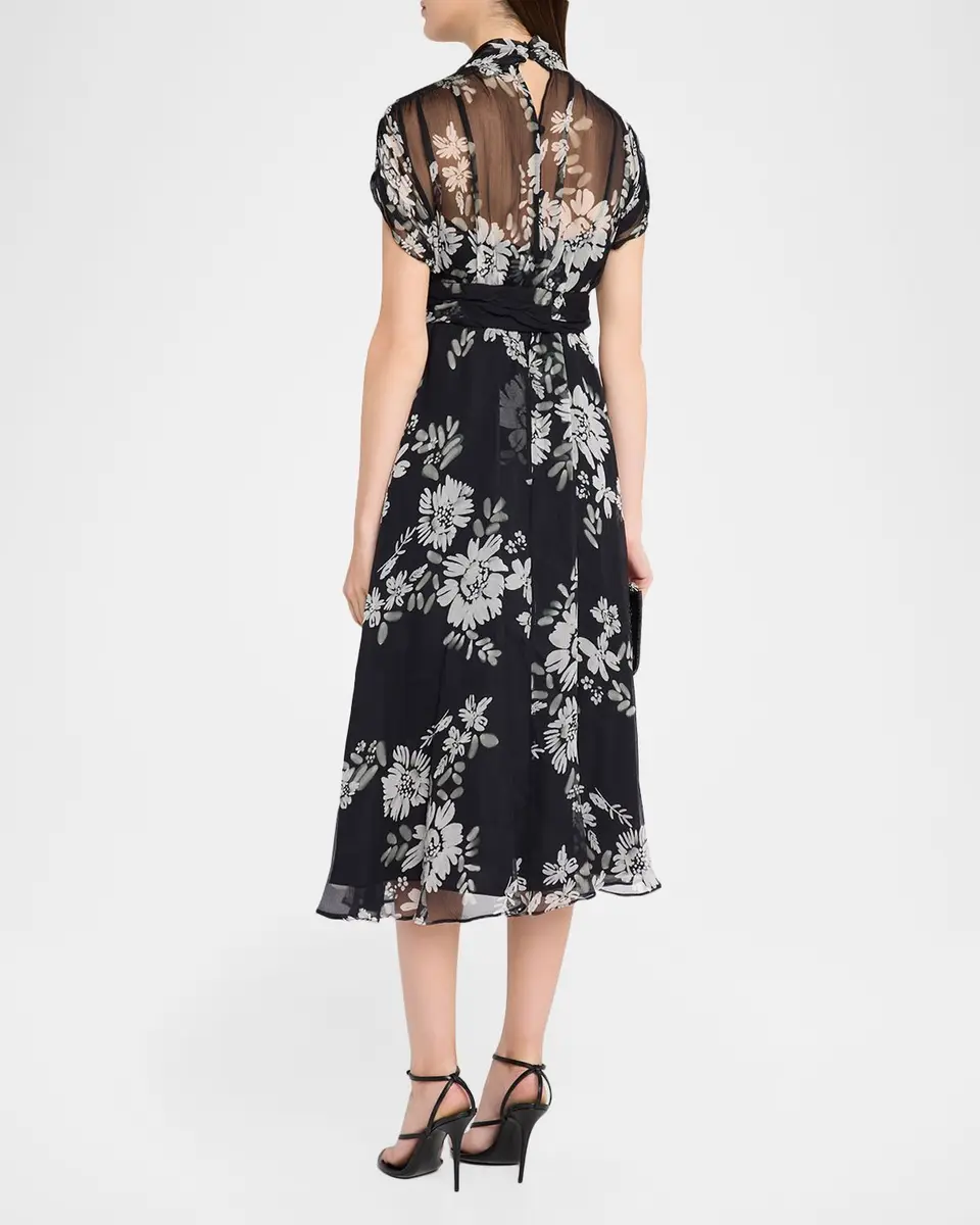 Rickie Freeman for Teri Jon Floral-Print Silk Chiffon Midi Dress | Thumbnail 3 Rickie Freeman for Teri Jon Floral-Print Silk Chiffon Midi Dress | Thumbnail 3