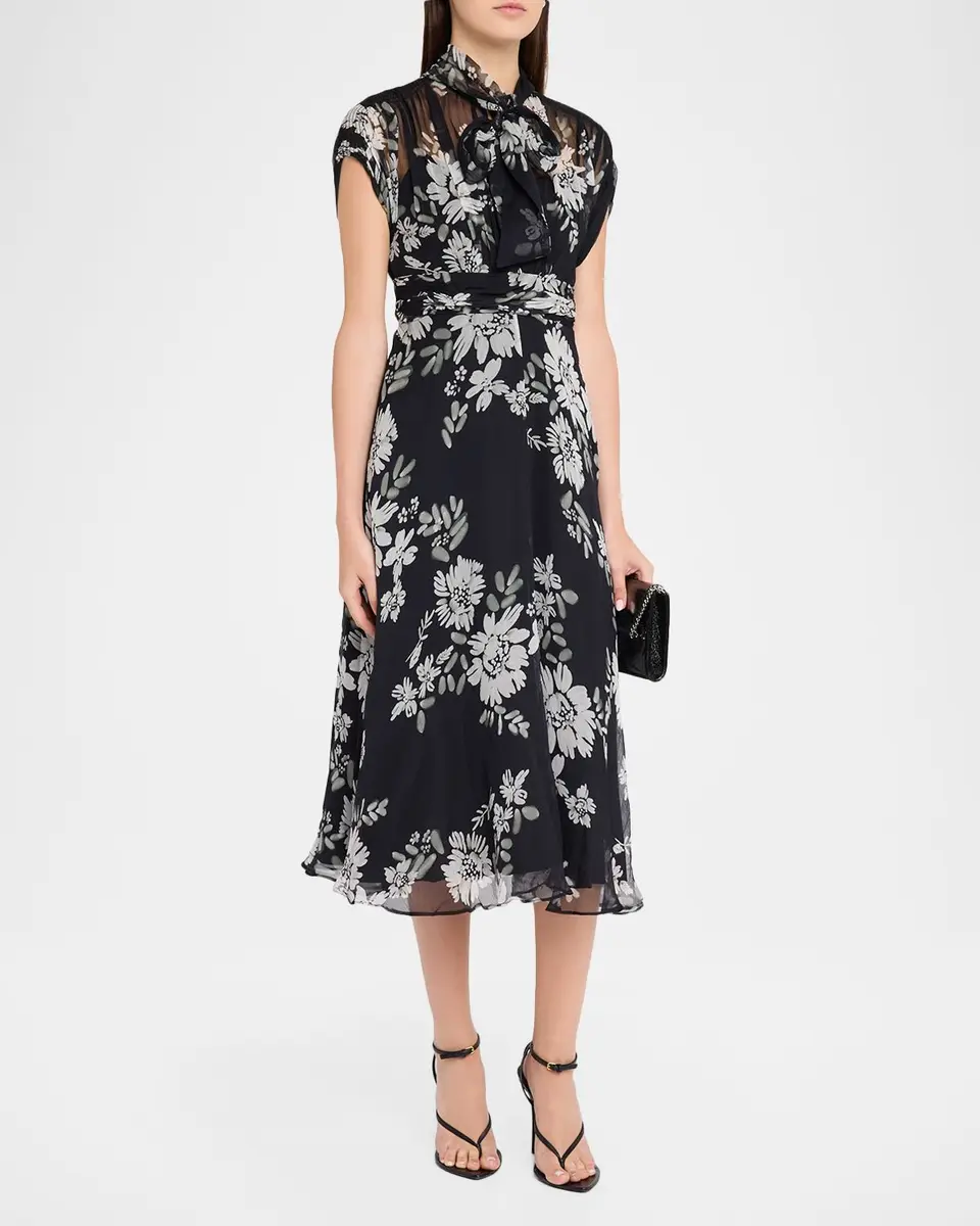 Rickie Freeman for Teri Jon Floral-Print Silk Chiffon Midi Dress | Thumbnail 4 Rickie Freeman for Teri Jon Floral-Print Silk Chiffon Midi Dress | Thumbnail 4
